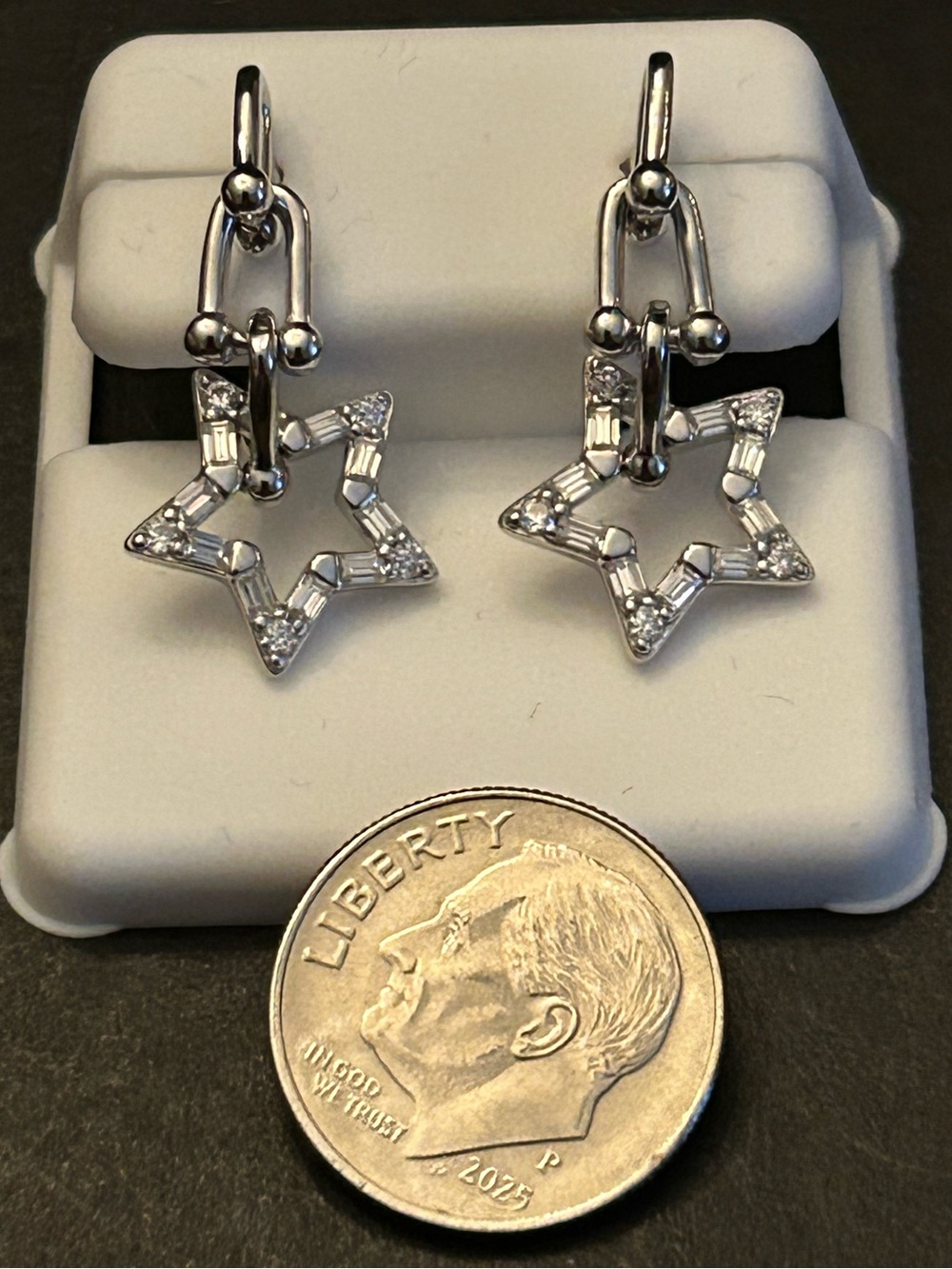 2.00CTW Moissanite 925 Sterling Silver Star ⭐️ Dangle Drop Push Back Earrings - Picture 3 of 11